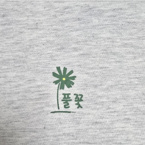 KTina Unisex 100% Mercerized Cotton 20s Wildflowers Beige Gray Shot Sleeve T-Shirt