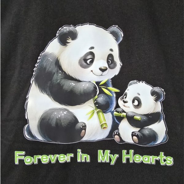 KTina Unisex Cotton 100% Cute Panda Bamboo Family Tee Black Shot Sleeve T-Shirt