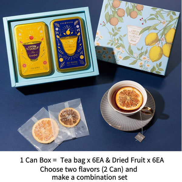 Ssanggye Fruit Hug Tea 2 Cans Set Luxurious Tea With Dried Fruit Chips