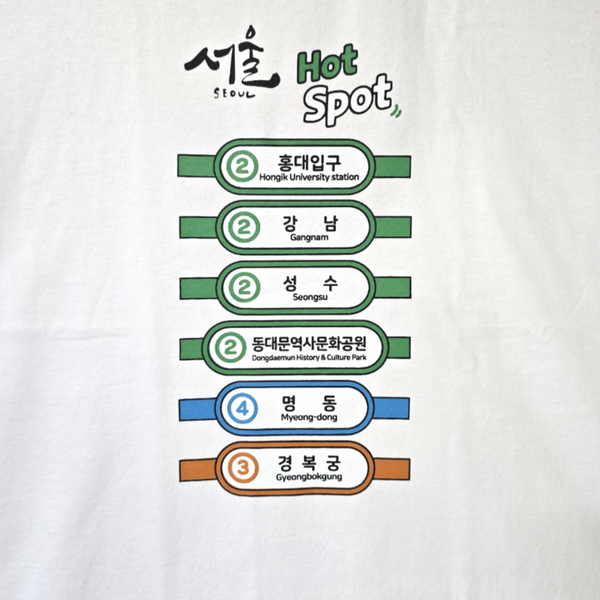 KTina 100% Mercerized Cotton 20s Seoul Hot Spot Subway White Shot Sleeve T-Shirt