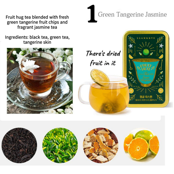 Ssanggye Fruit Hug Tea 2 Cans Set Luxurious Tea With Dried Fruit Chips