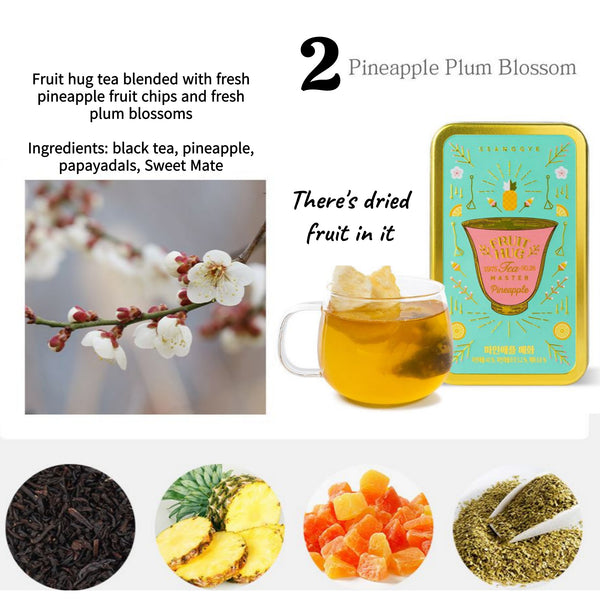 Ssanggye Fruit Hug Tea 2 Cans Set Luxurious Tea With Dried Fruit Chips