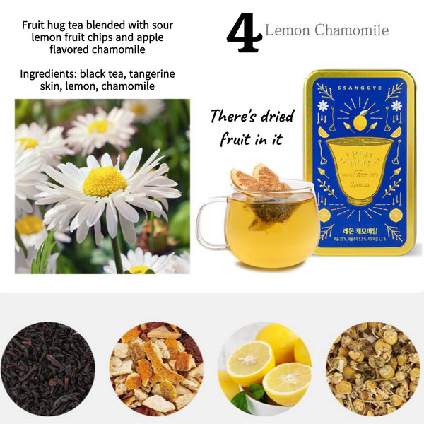 Ssanggye Fruit Hug Tea 2 Cans Set Luxurious Tea With Dried Fruit Chips